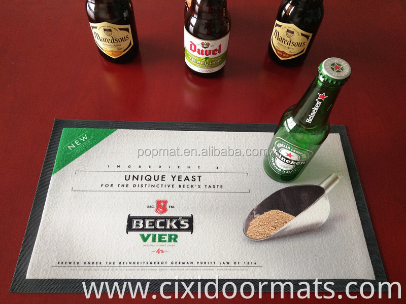 Eco-Friendly Non Woven Fabric branded rubber beer bar mat with logo